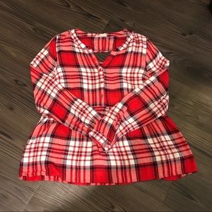 Altar’d State Plaid Long Sleeve Open Back Detail